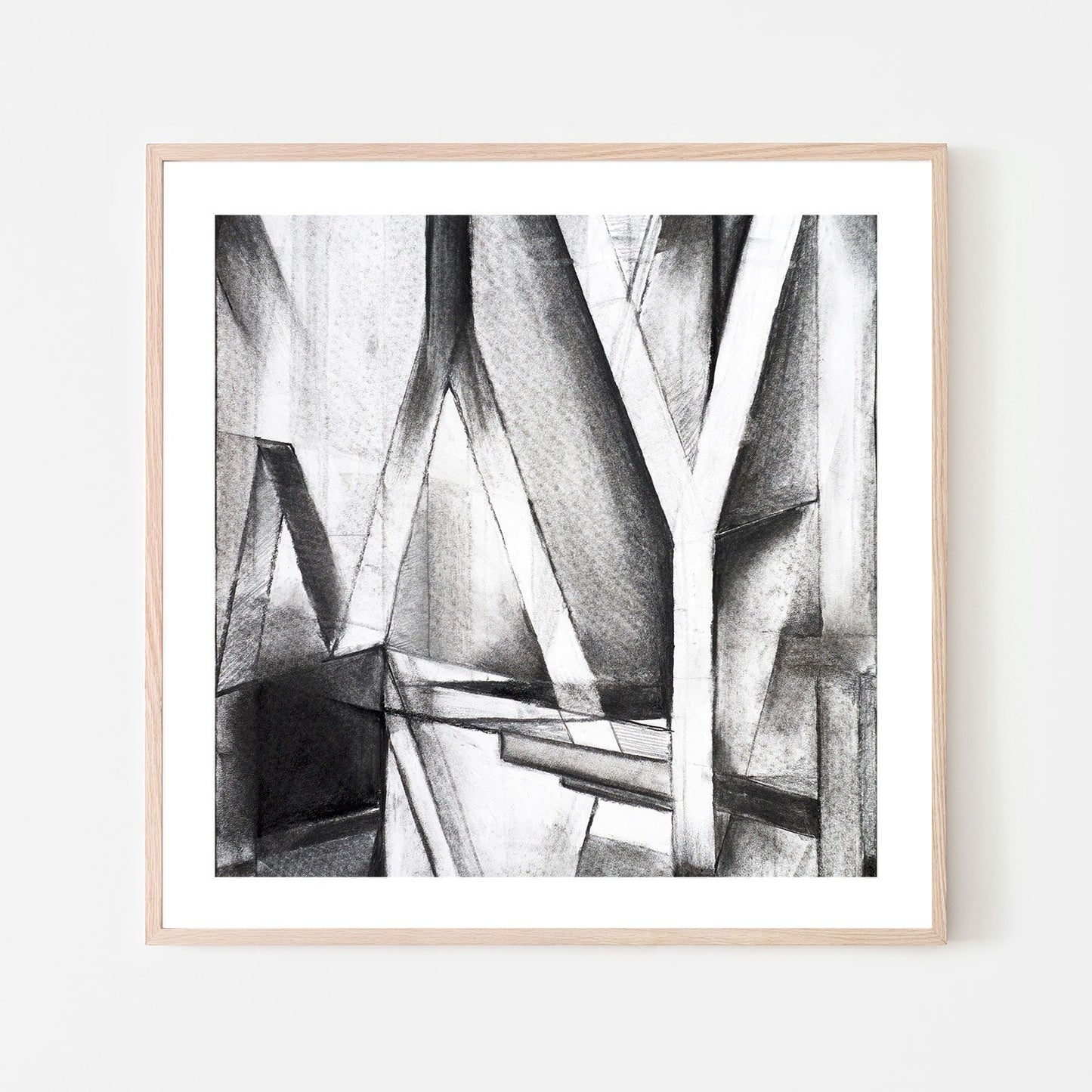 Monochrome Angles, Style A, Hand-Painted Canvas