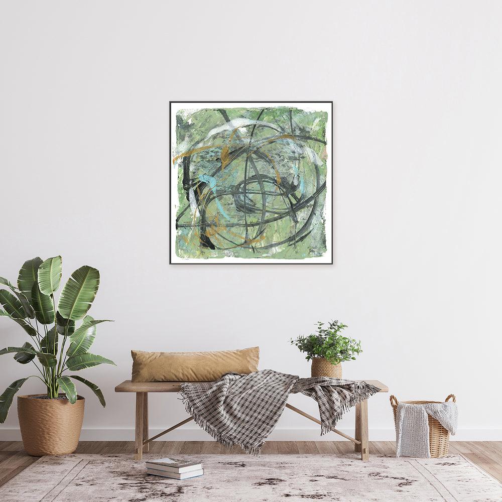 Green Swirl , Hand-painted Canvas
