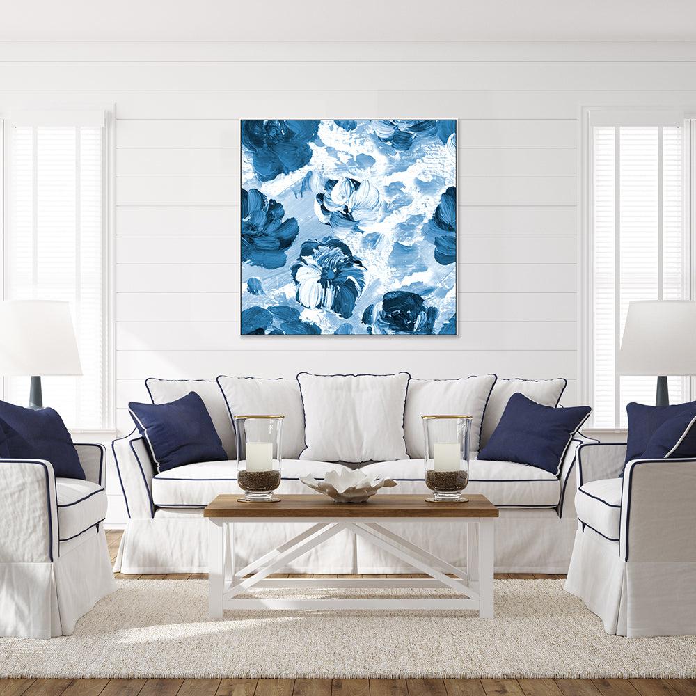 Blue Blooms , Hand-painted Canvas