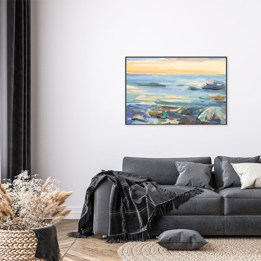 Abstract Orange Sunset, Hand-painted canvas