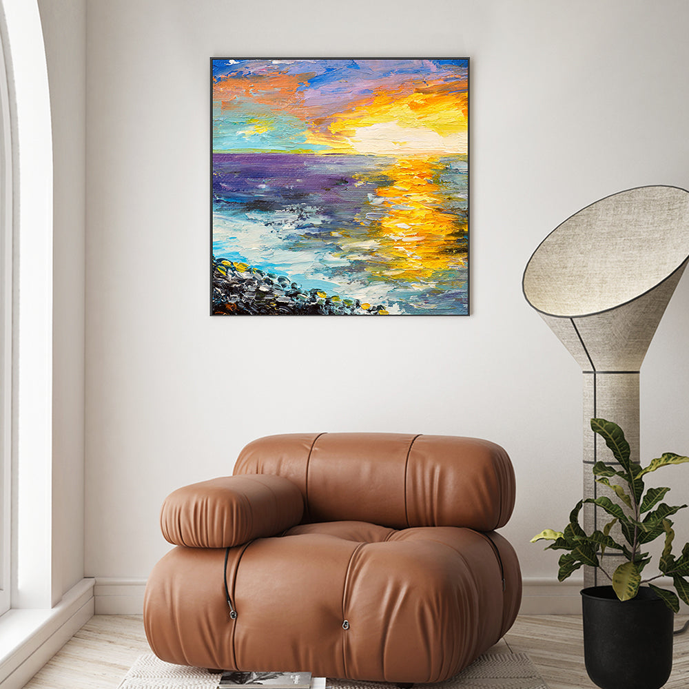 Reflected Sunset, Style A, Hand-Painted Canvas