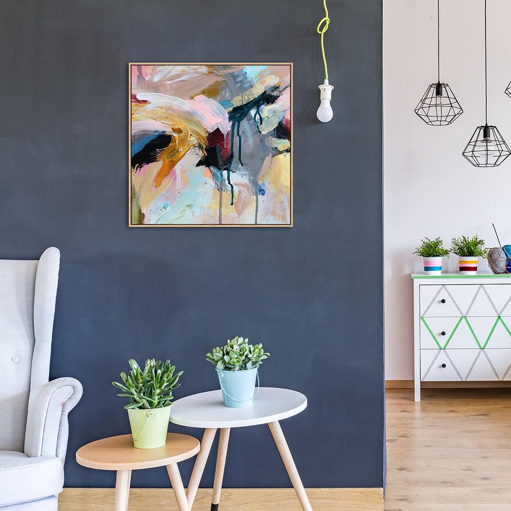 Mustard And Blush Tones, Hand-Painted Canvas