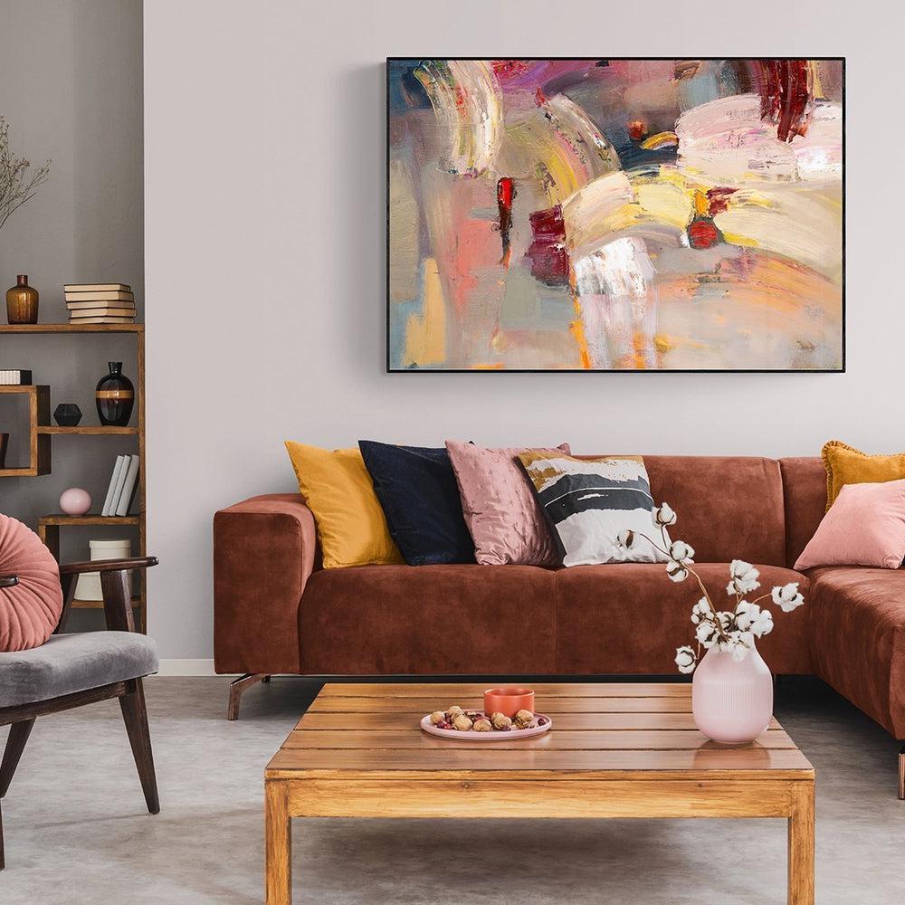 Abstract Ruby Rose, Hand-painted Canvas-Framed-Canvas-Print-Poster-Gioia Wall Art