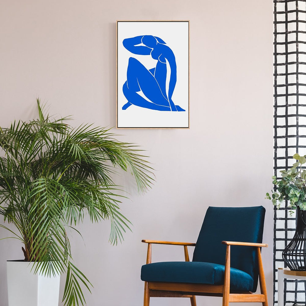 wall-art-print-canvas-poster-framed-Blue Nude, Style D, Inspired By Henri Matisse-by-Gioia Wall Art-Gioia Wall Art