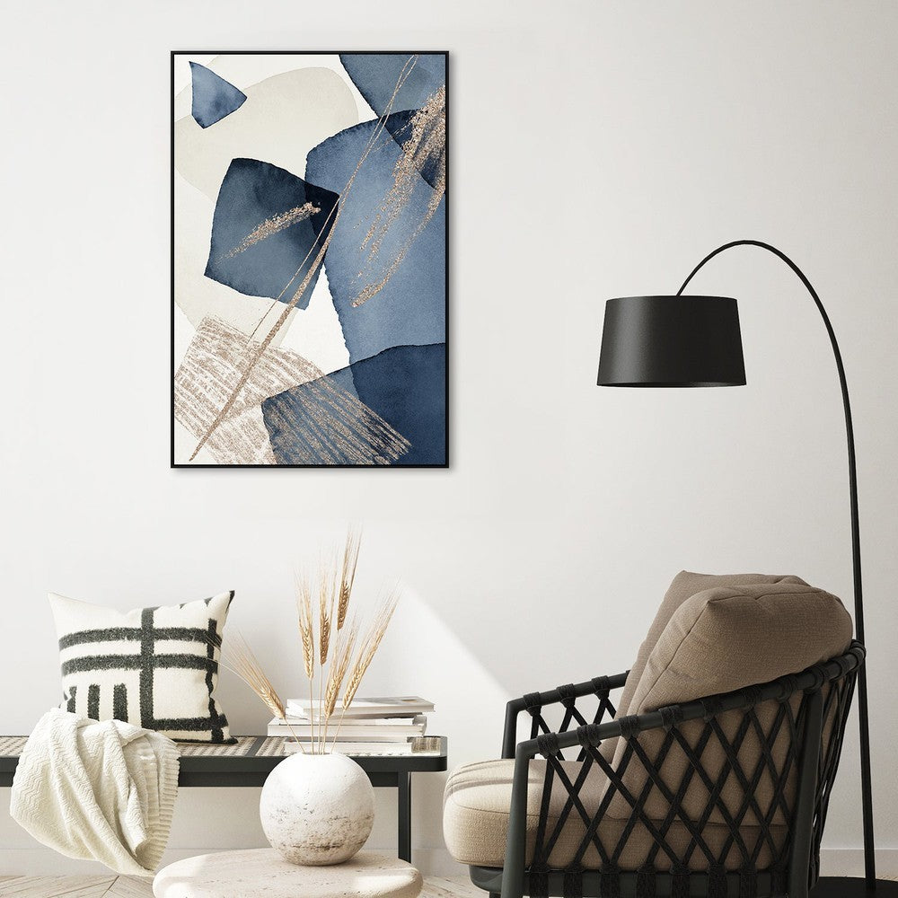 wall-art-print-canvas-poster-framed-Cloudy Arvo, Blue And Beige Abstract, Style A-by-Gioia Wall Art-Gioia Wall Art