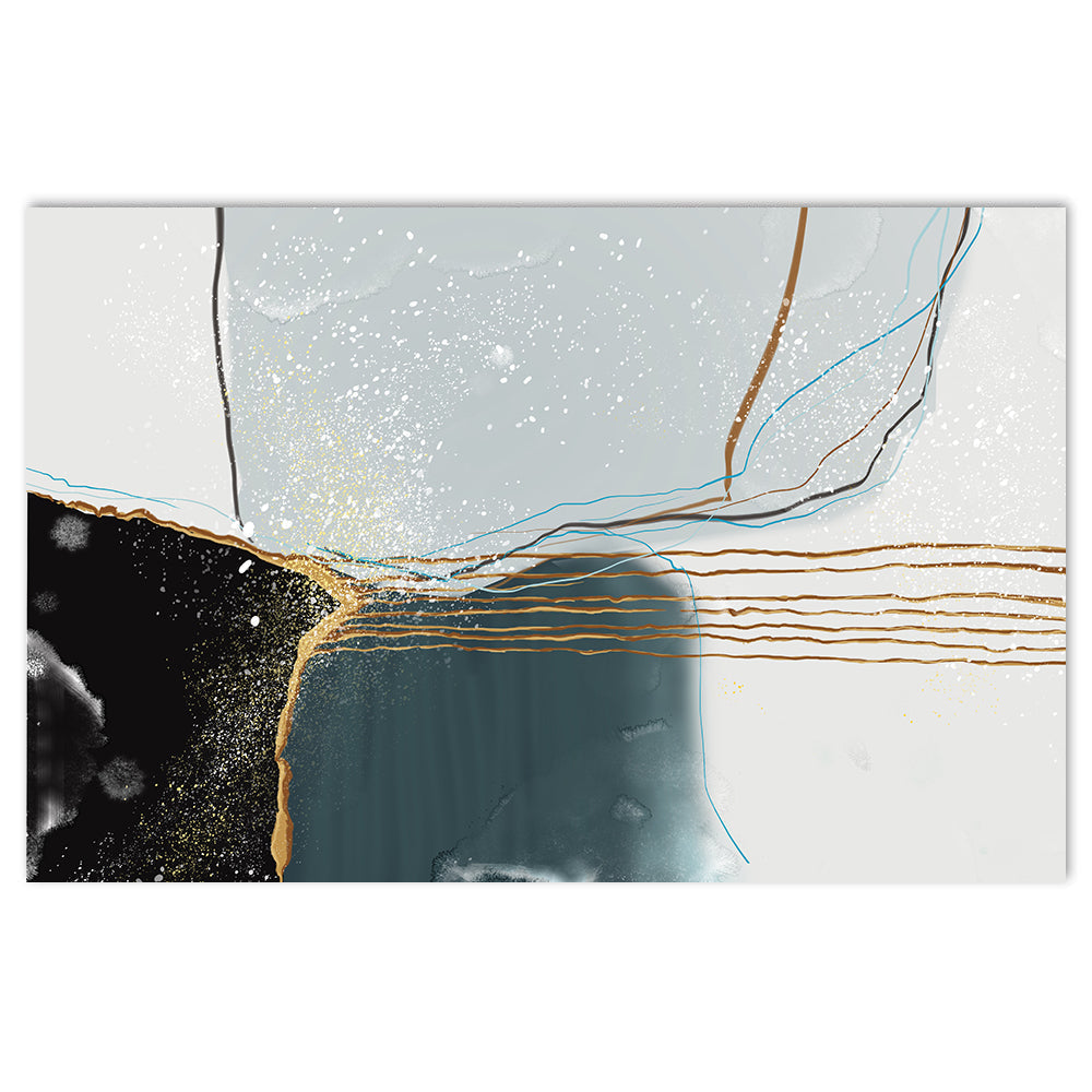 wall-art-print-canvas-poster-framed-Drifting Sand, Abstract Art, Dark Blue And Gold, Style G-by-Gioia Wall Art-Gioia Wall Art