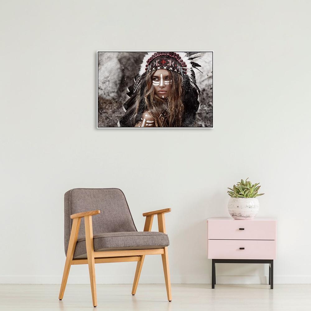 wall-art-print-canvas-poster-framed-Indian Woman Hunter, Lady Warrior-by-Gioia Wall Art-Gioia Wall Art
