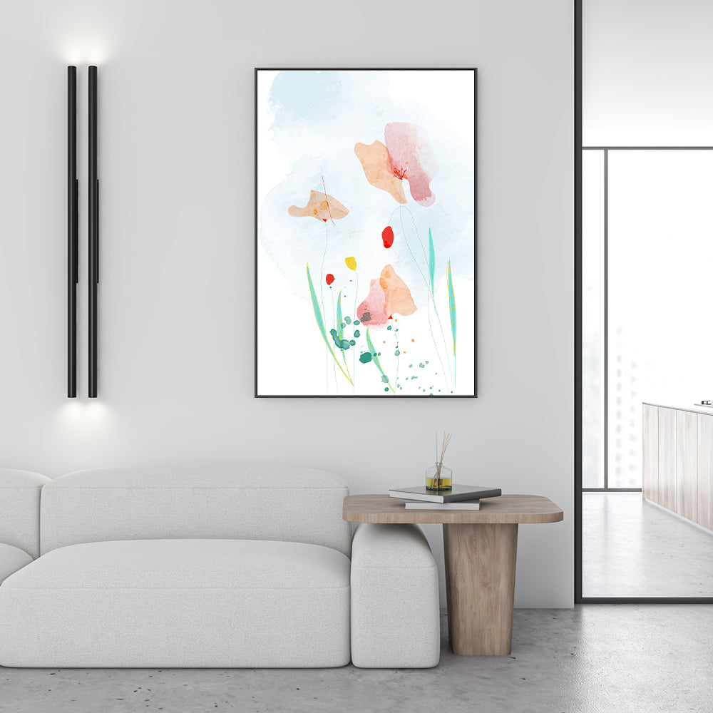 wall-art-print-canvas-poster-framed-Watercolour Flower Garden, Style A-GIOIA-WALL-ART