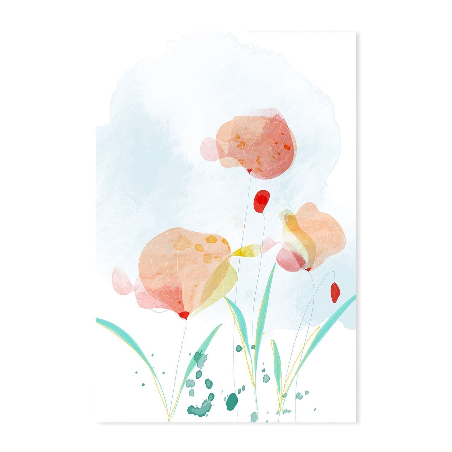 wall-art-print-canvas-poster-framed-Watercolour Flower Garden, Style A, B & C, Set Of 3-GIOIA-WALL-ART