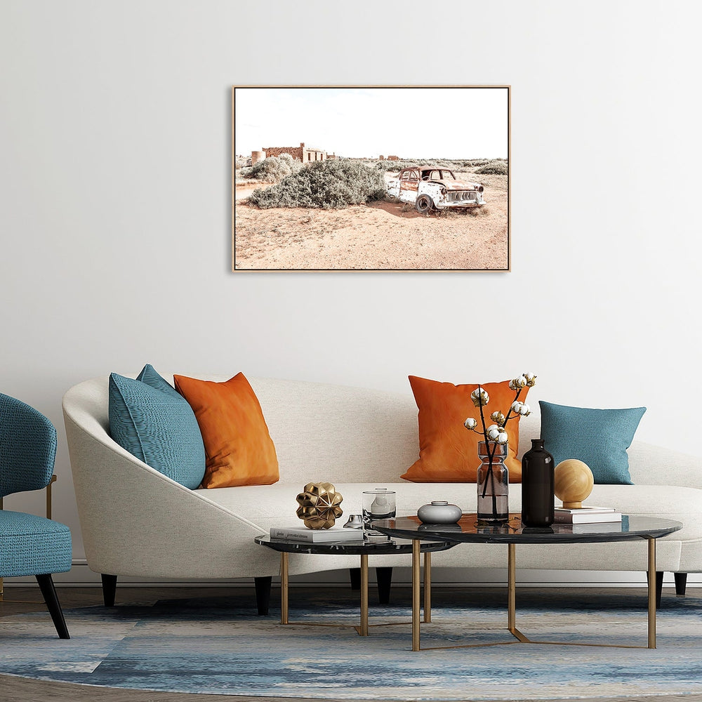 wall-art-print-canvas-poster-framed-Wrecked Car In South Australian Outback-by-Gioia Wall Art-Gioia Wall Art