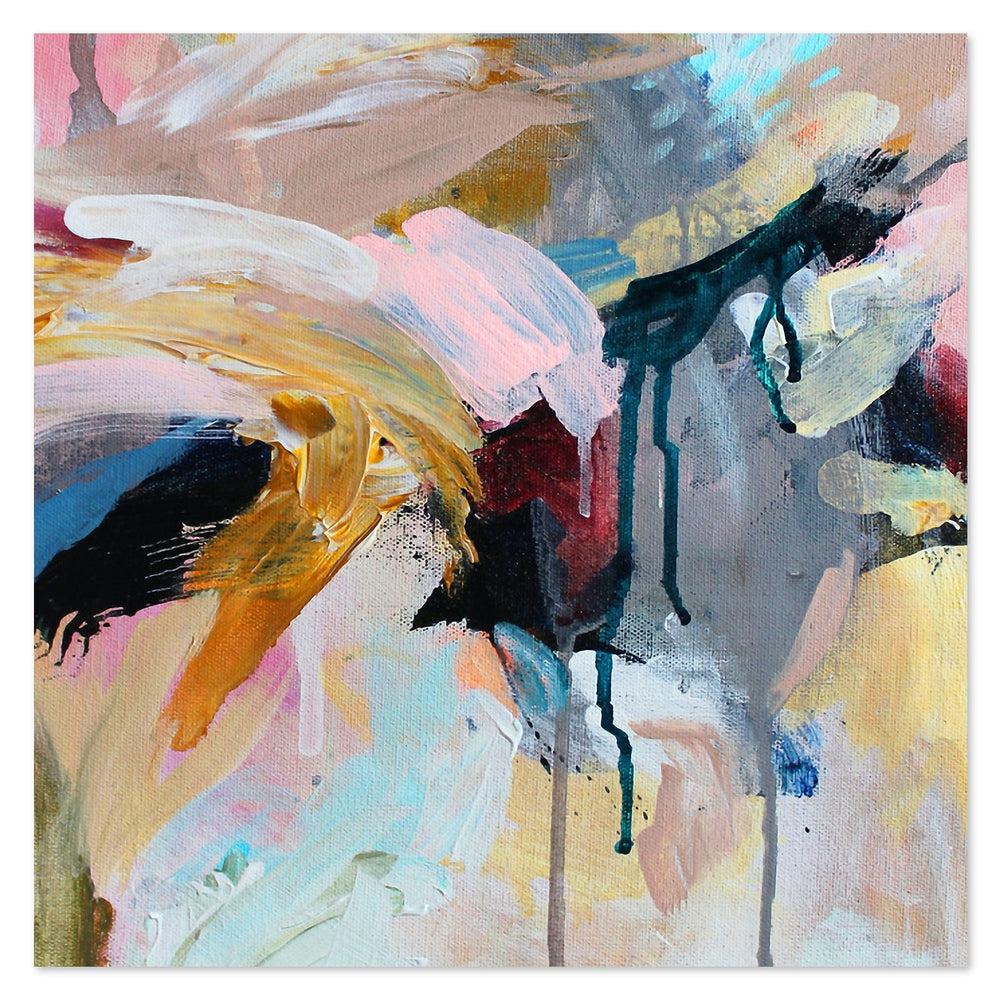 Mustard And Blush Tones, Hand-Painted Canvas