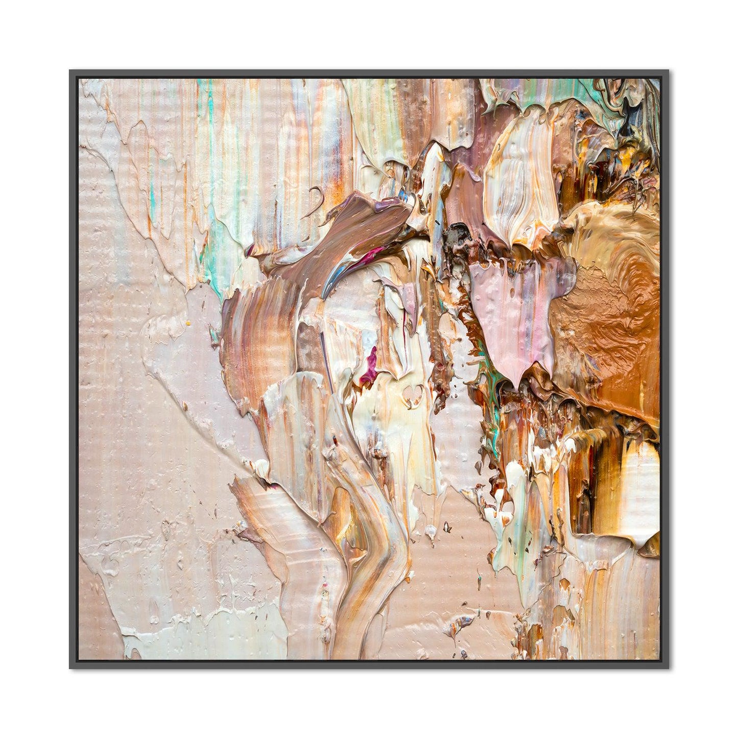 Pink and Mint Abstract , Hand-painted Canvas