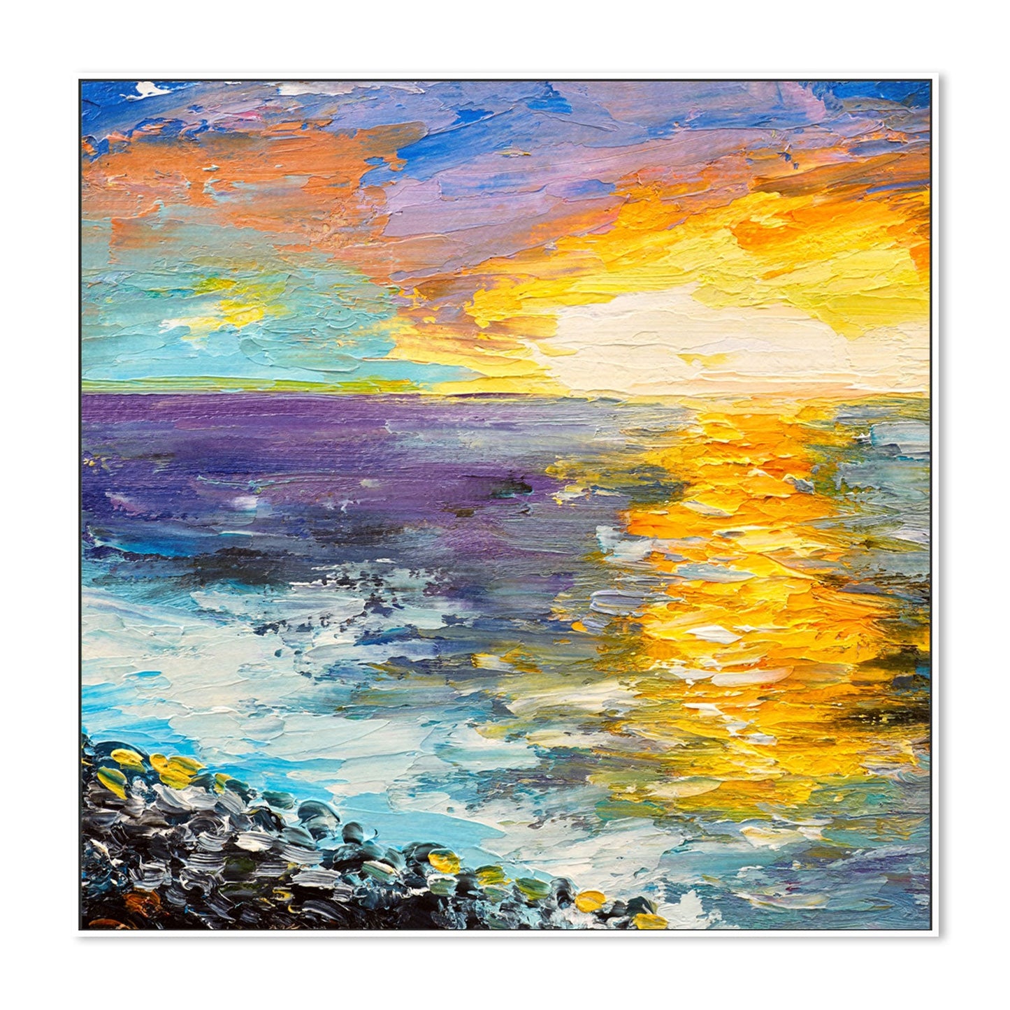 Reflected Sunset, Style A, Hand-Painted Canvas