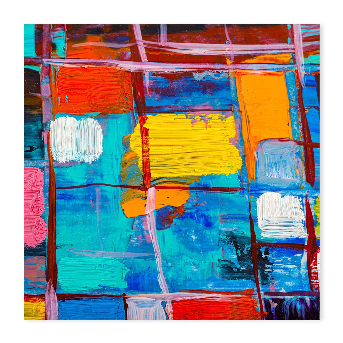 Coloured Squares, Style A, Hand-Painted Canvas