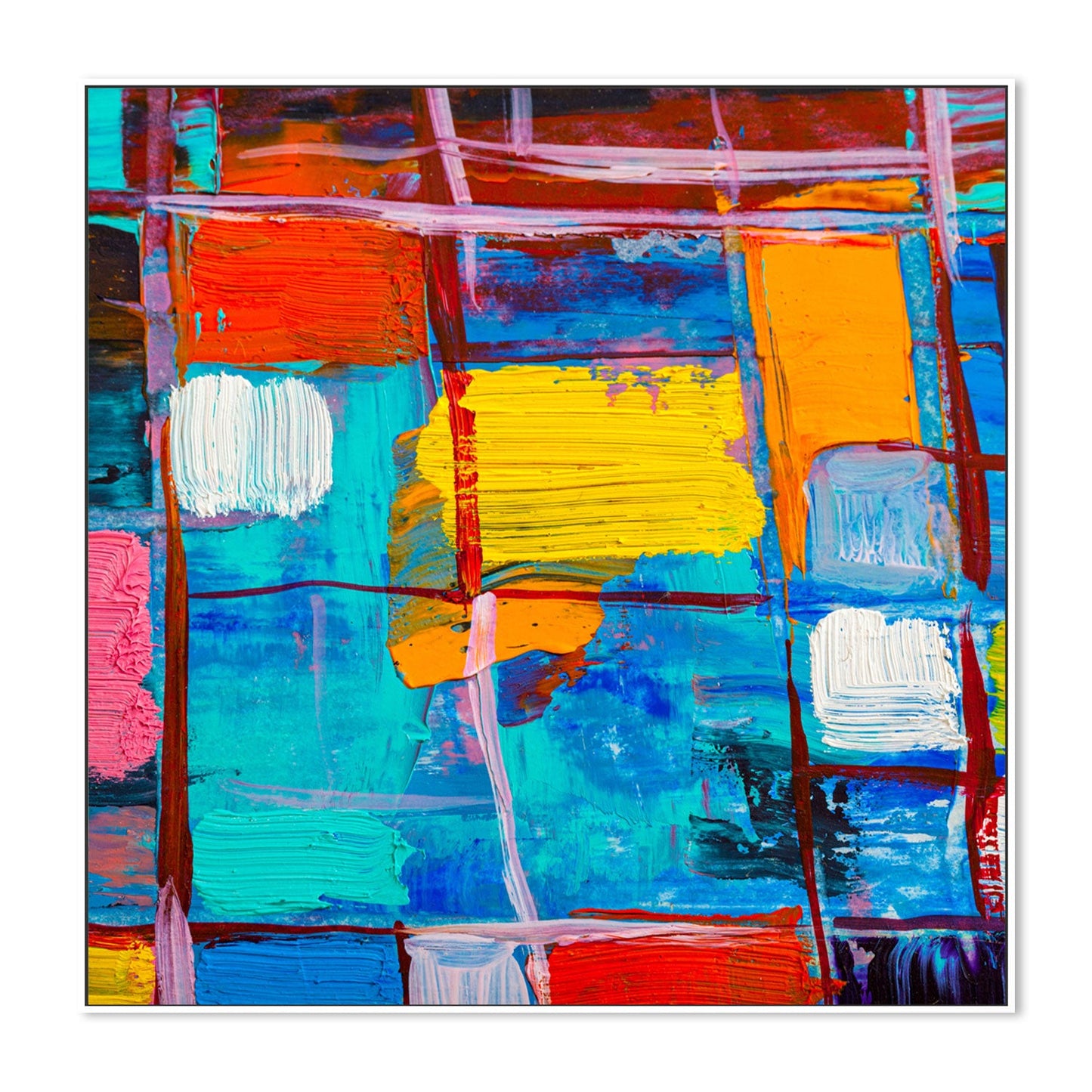 Coloured Squares, Style A, Hand-Painted Canvas