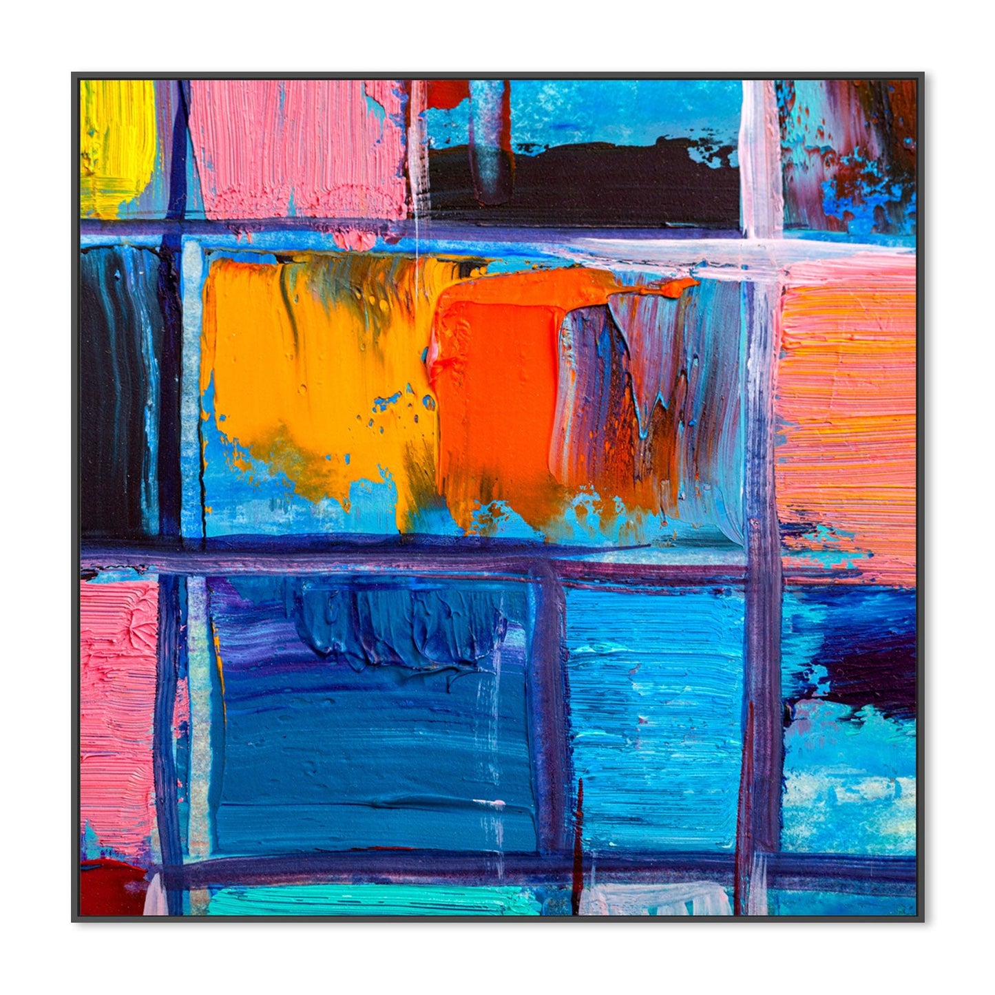 Coloured Squares, Style B, Hand-Painted Canvas