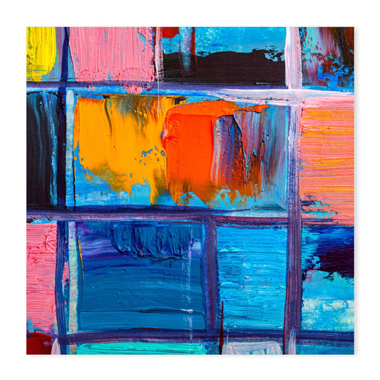Coloured Squares, Style B, Hand-Painted Canvas