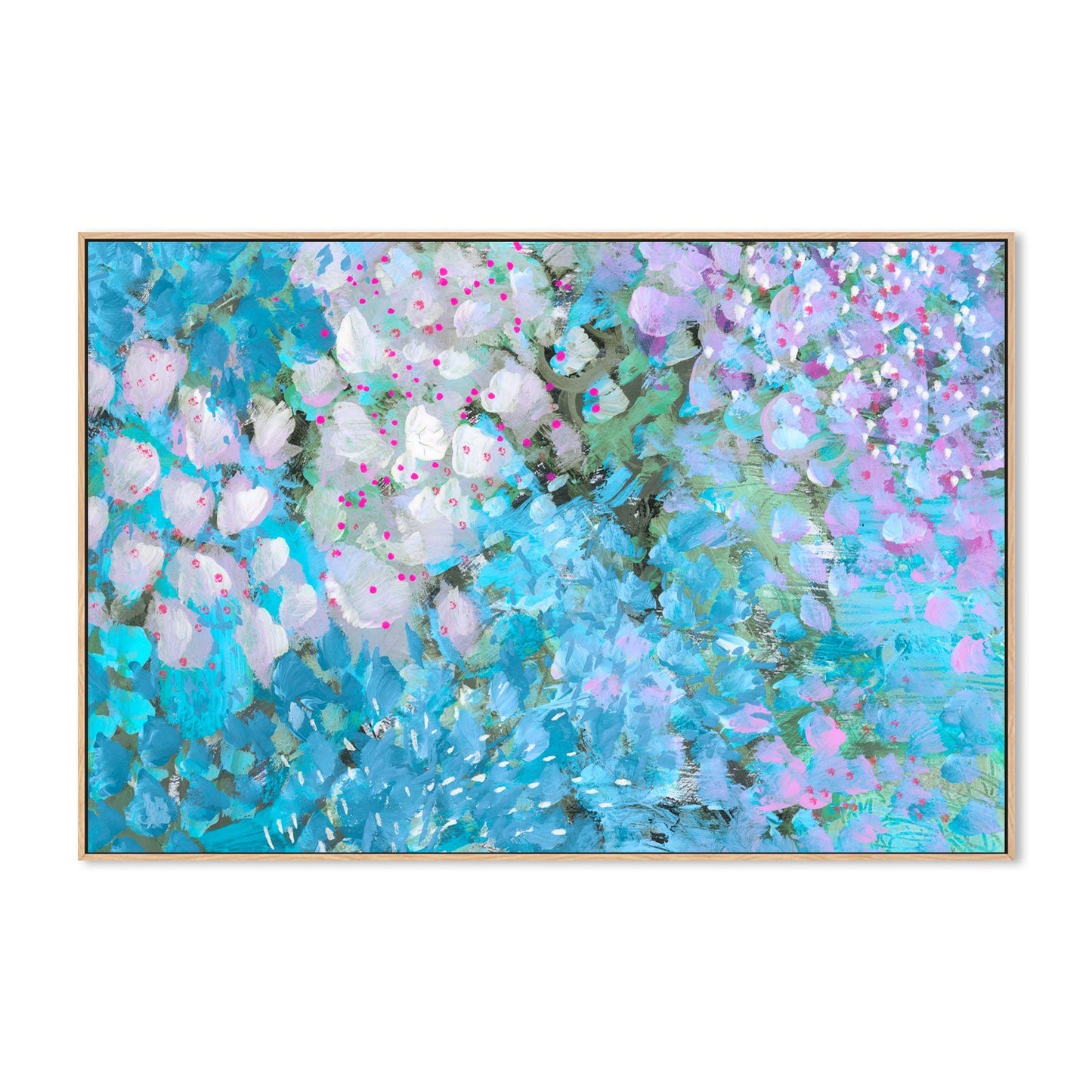 Aqua Blue Petals , Hand-Painted Canvas