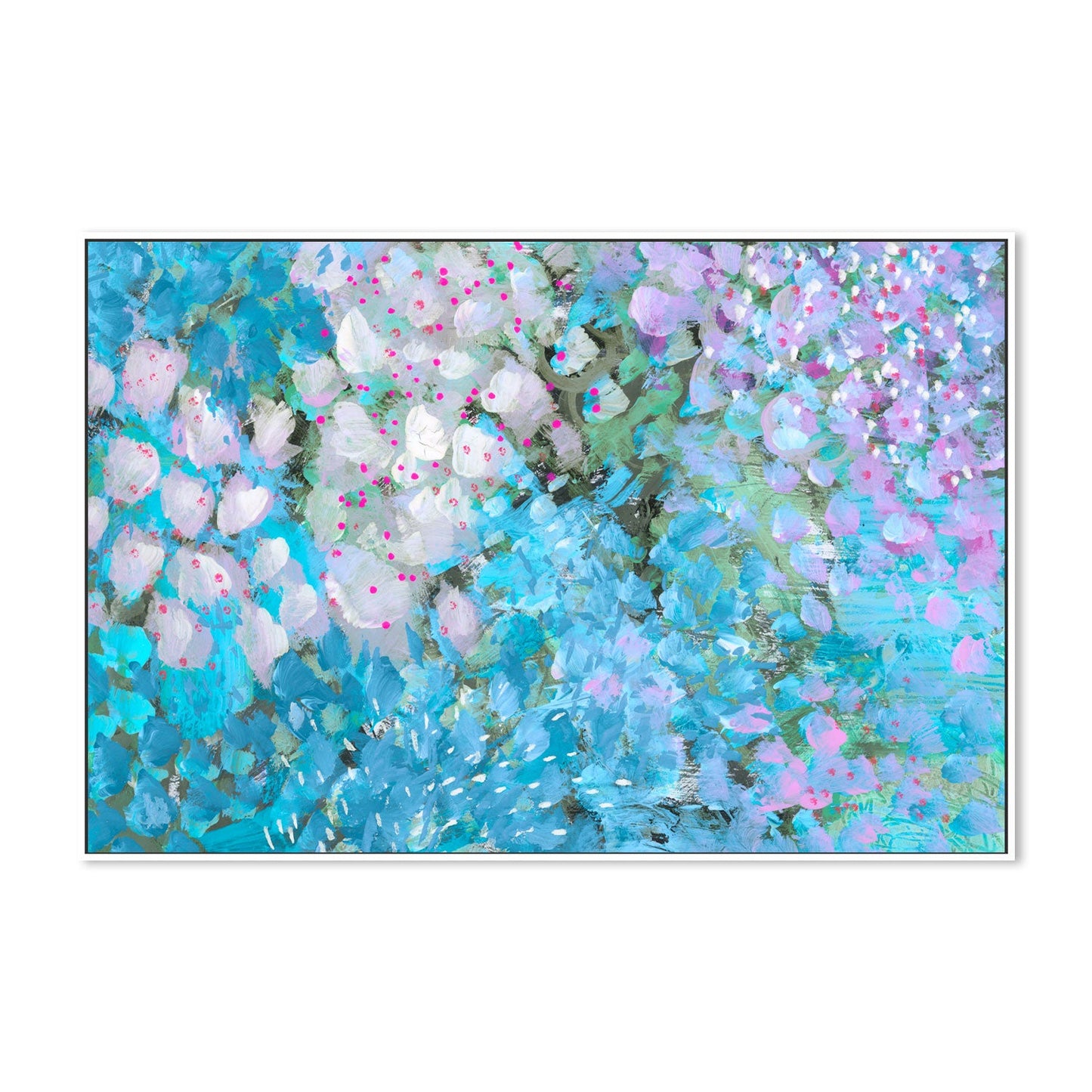 Aqua Blue Petals , Hand-Painted Canvas