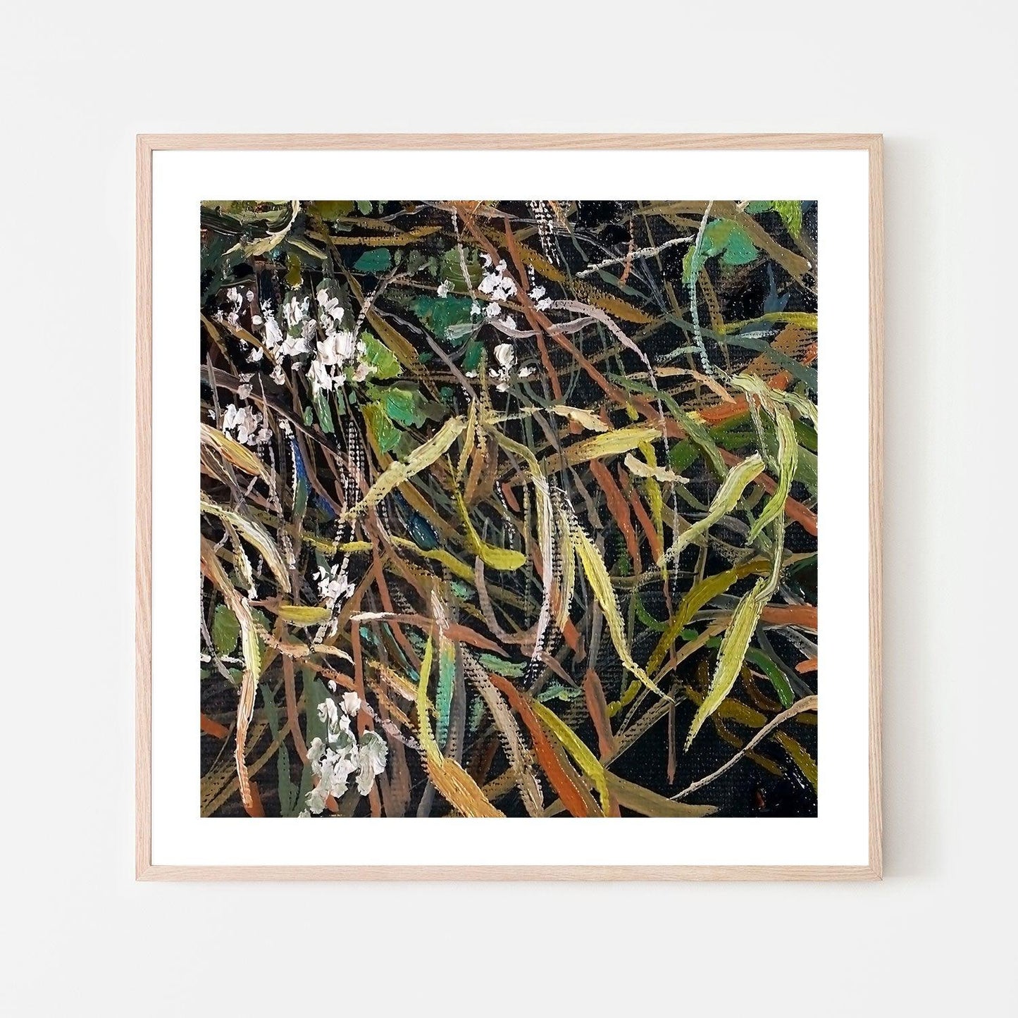 Leaves and Flowers , Hand-painted Canvas