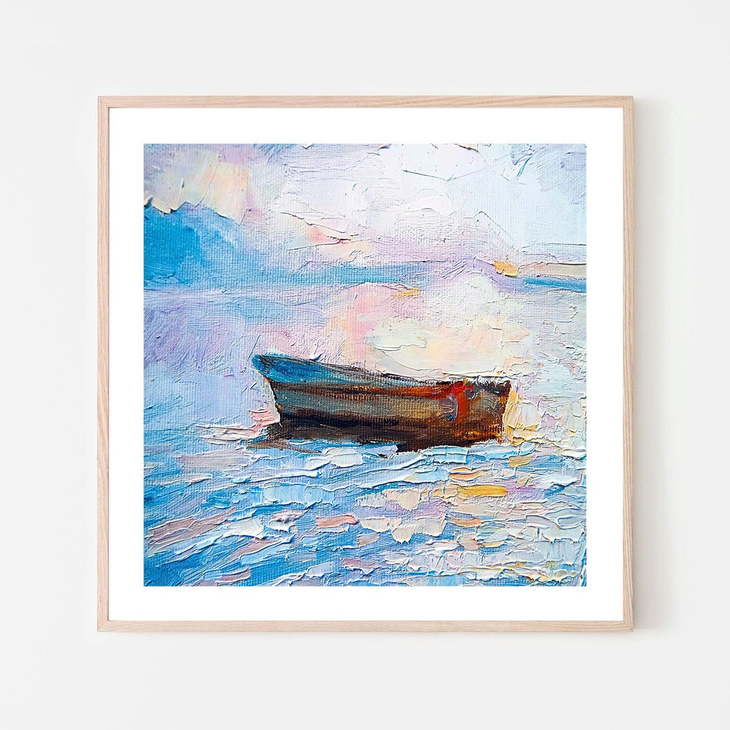 Lone Boat , Hand-painted Canvas