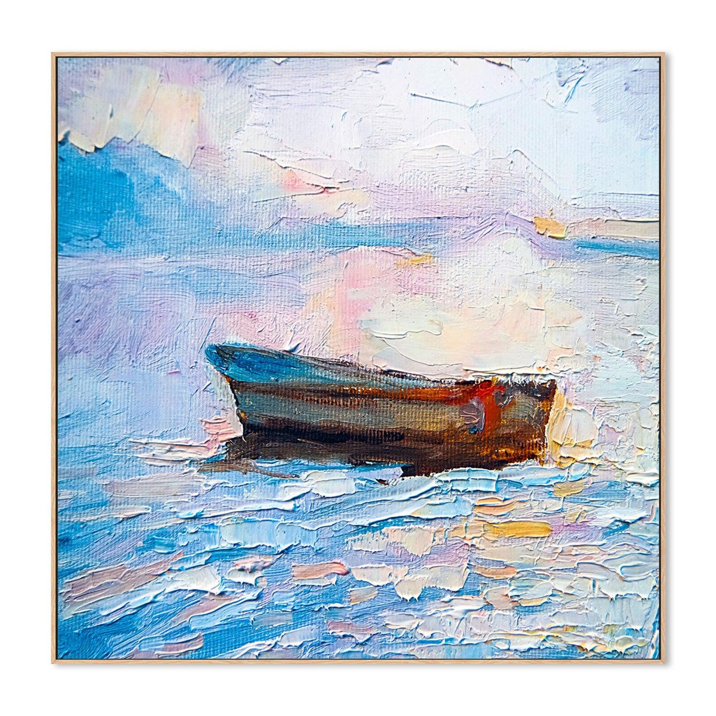Lone Boat , Hand-painted Canvas