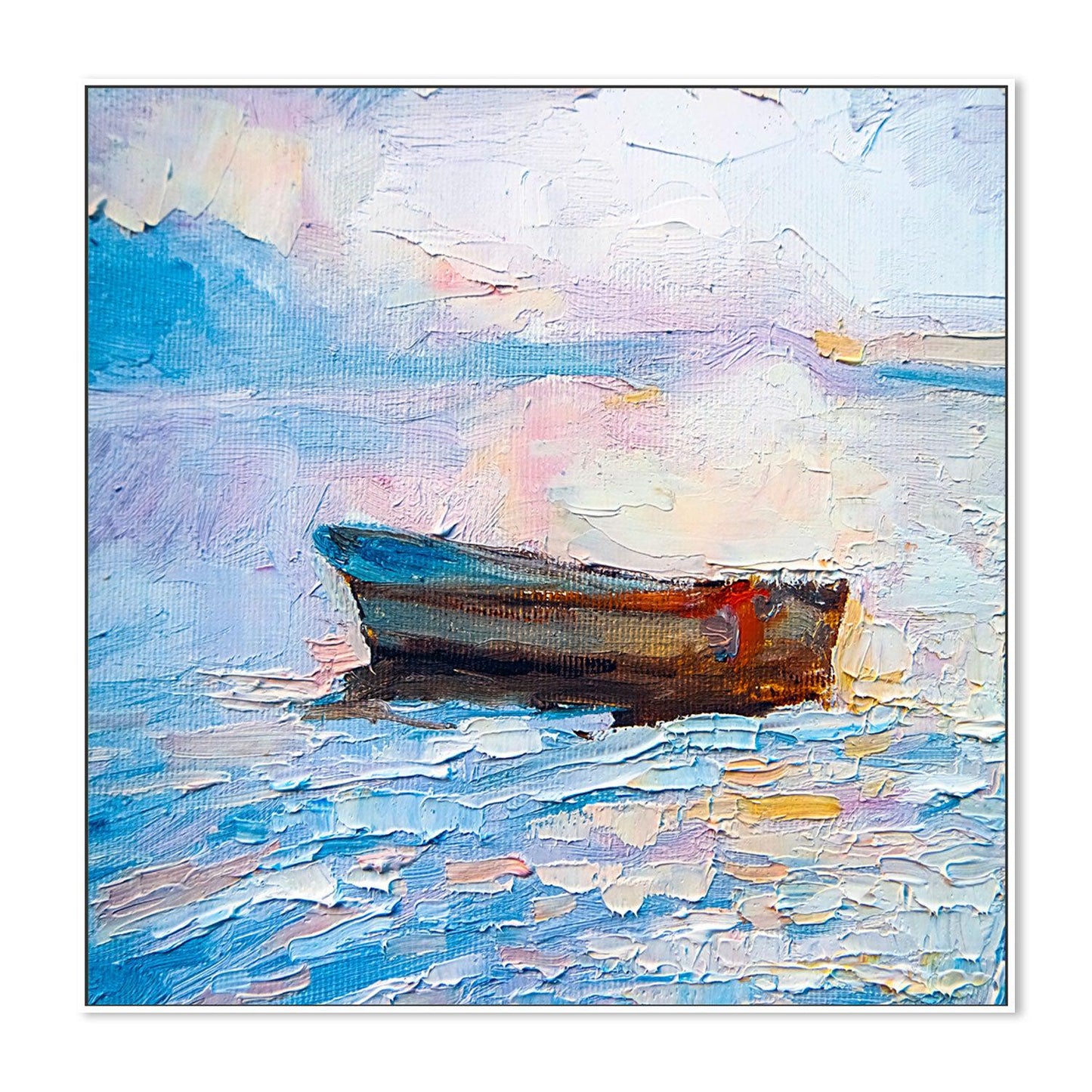 Lone Boat , Hand-painted Canvas