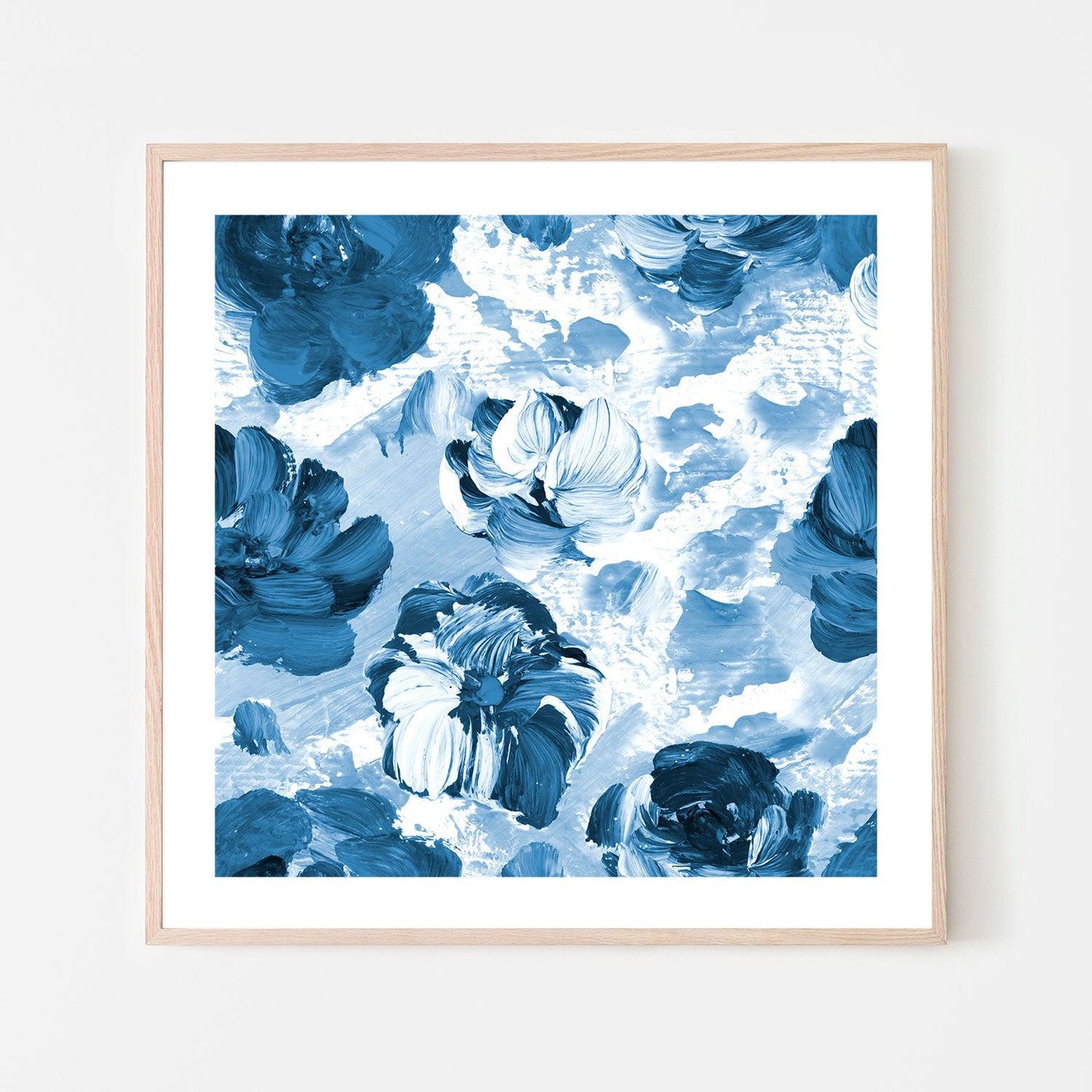 Blue Blooms , Hand-painted Canvas