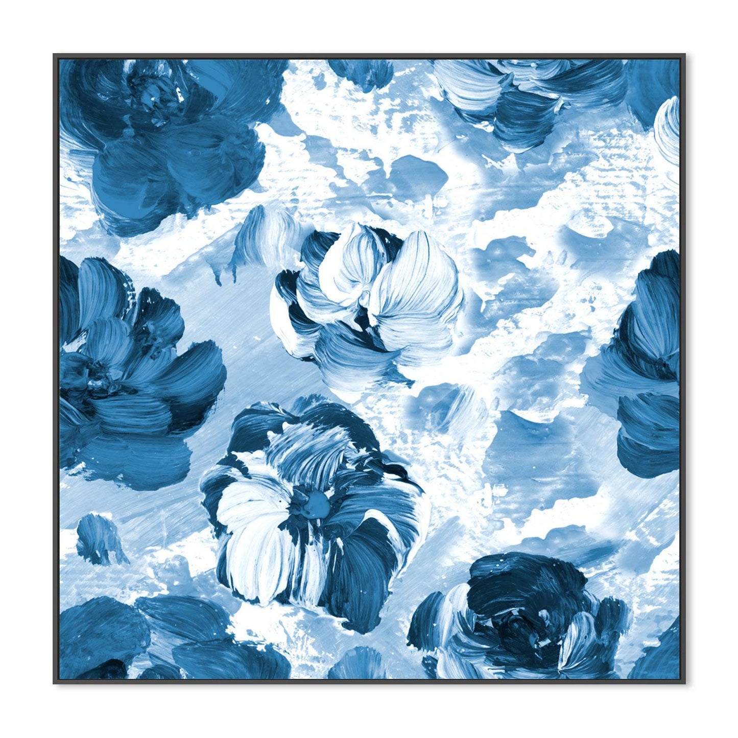 Blue Blooms , Hand-painted Canvas