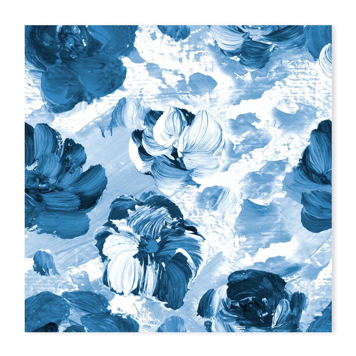 Blue Blooms , Hand-painted Canvas