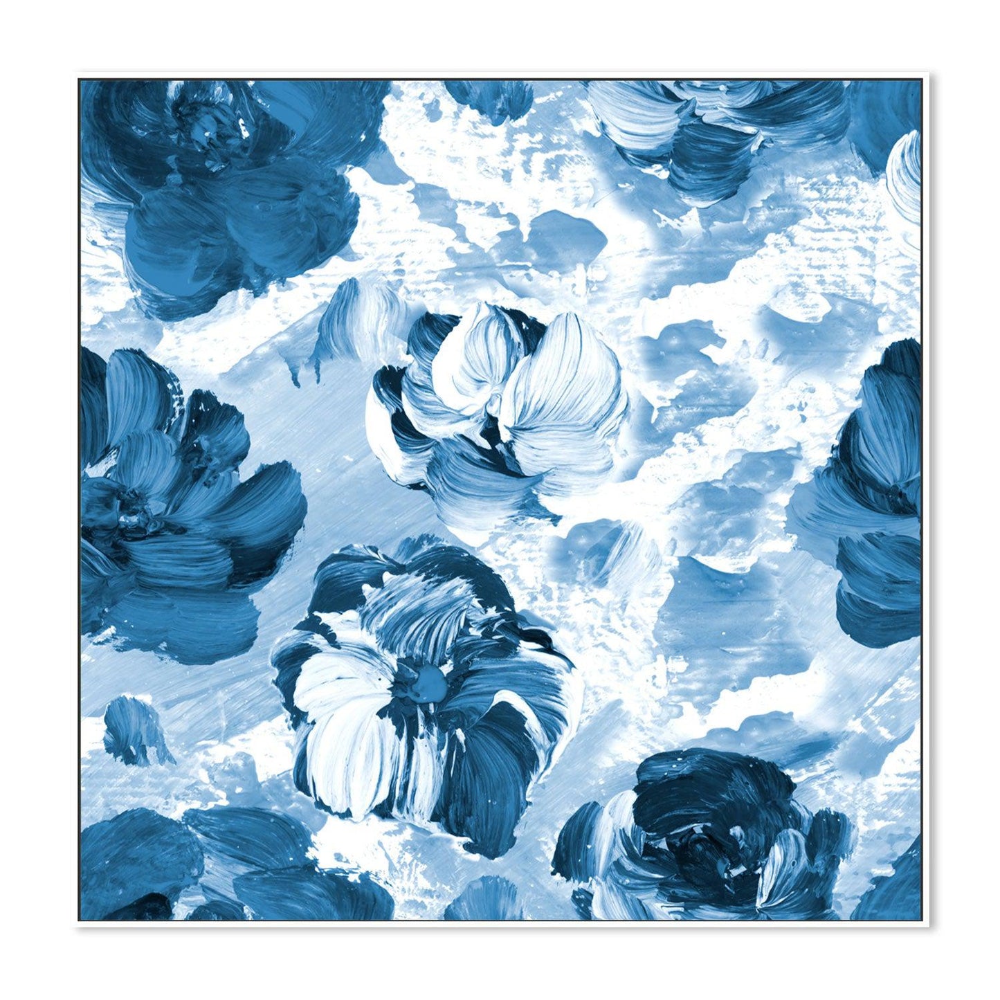 Blue Blooms , Hand-painted Canvas