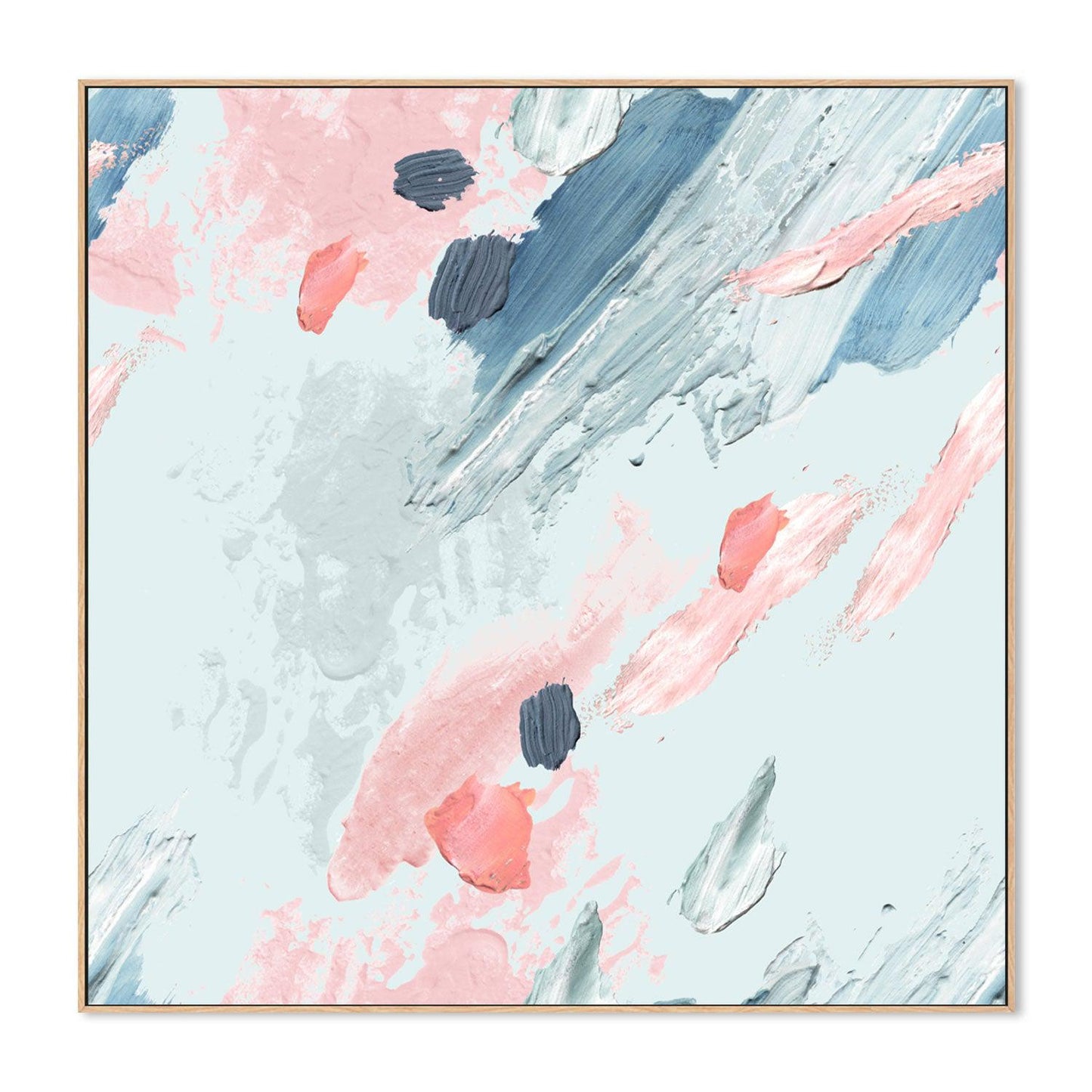 Pink and Mint Love , Hand-painted Canvas