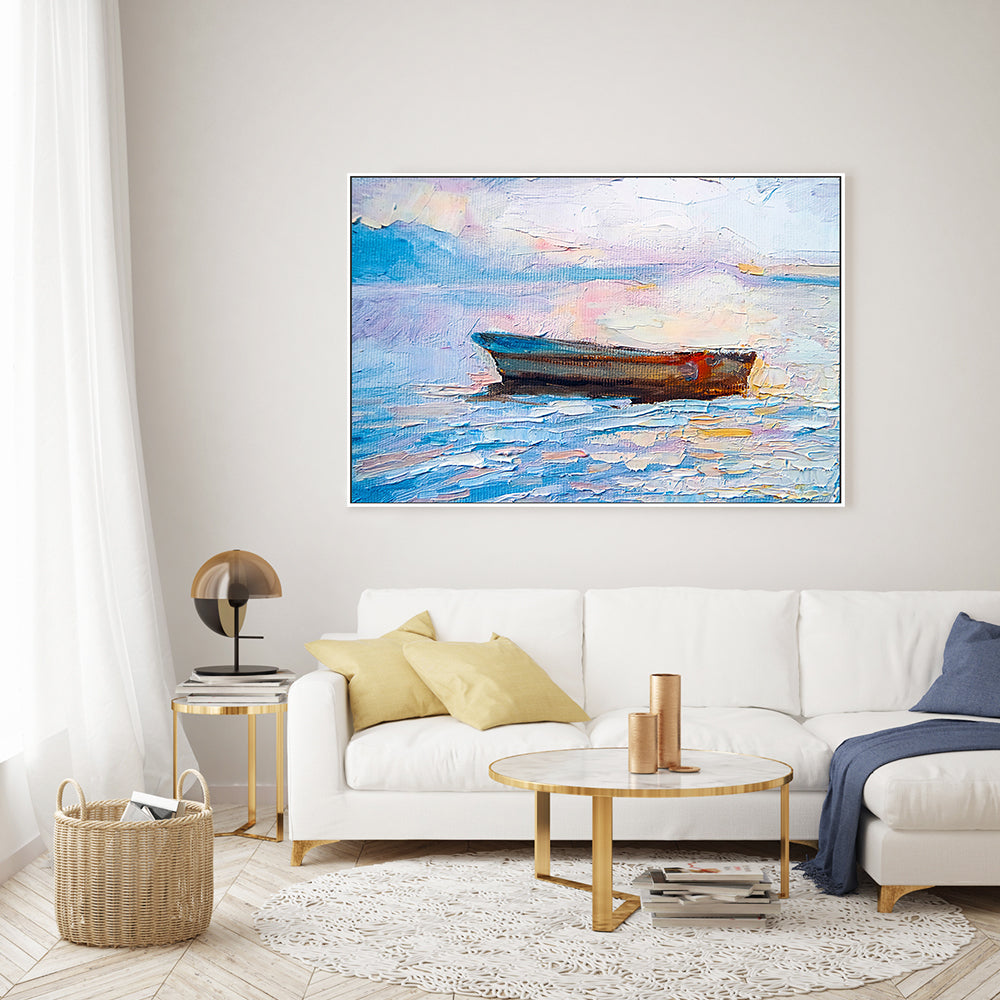 Rowboat , Hand-Painted Canvas