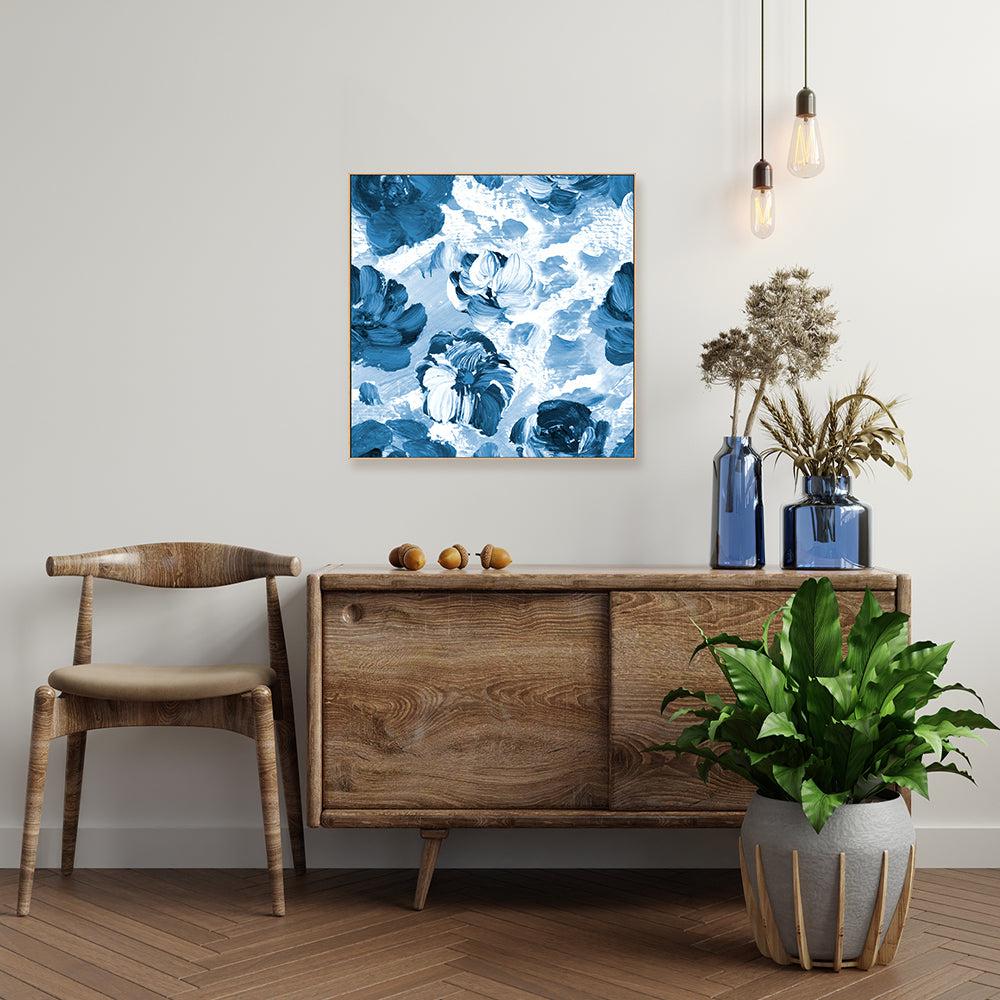 Blue Blooms , Hand-painted Canvas