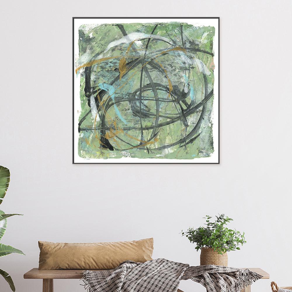 Green Swirl , Hand-painted Canvas