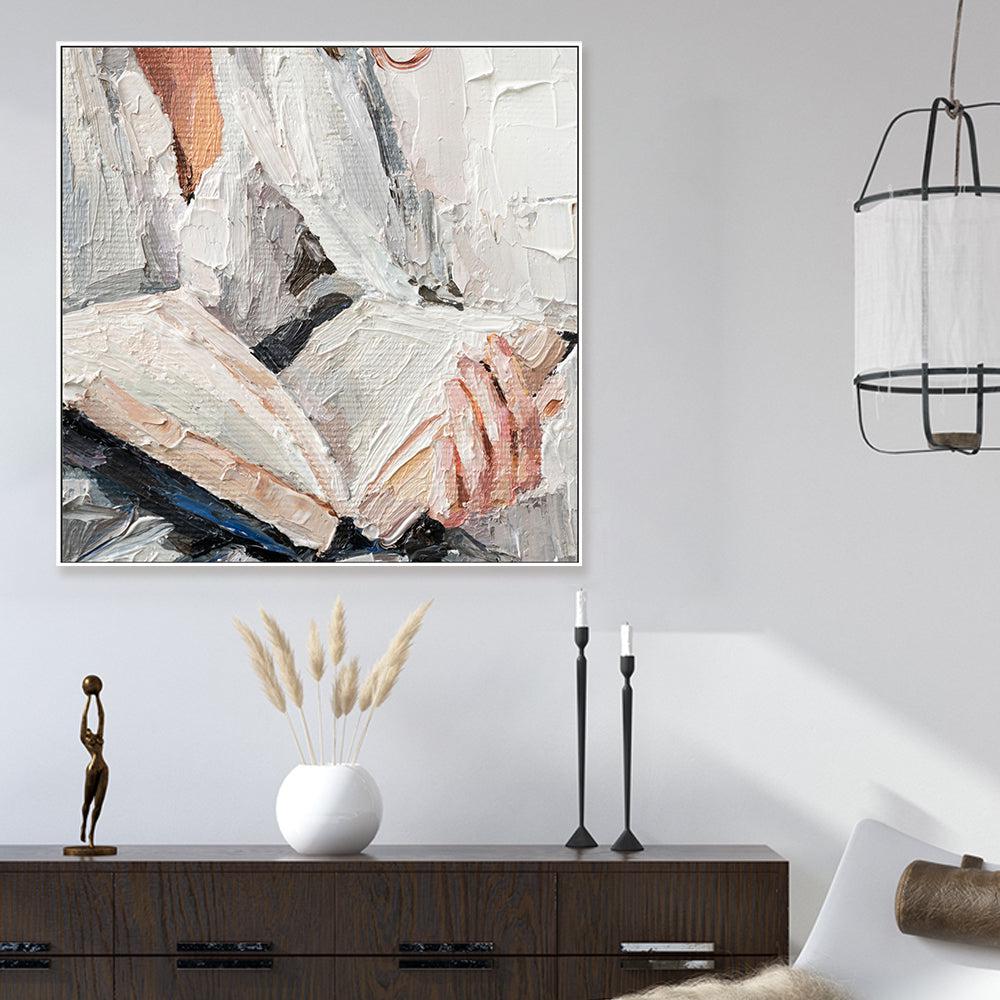Quietly Reading, Style A , Hand-painted Canvas