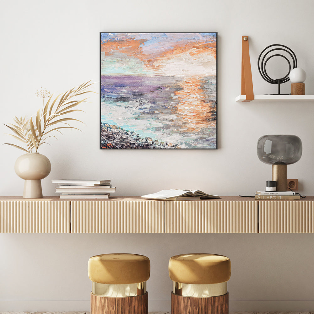Reflected Sunset, Style B, Hand-Painted Canvas
