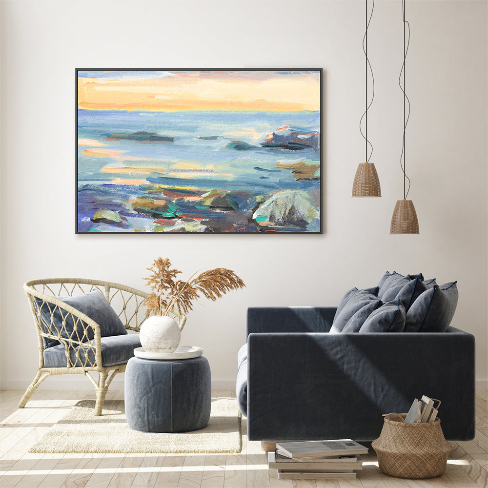 Abstract Orange Sunset, Hand-painted canvas