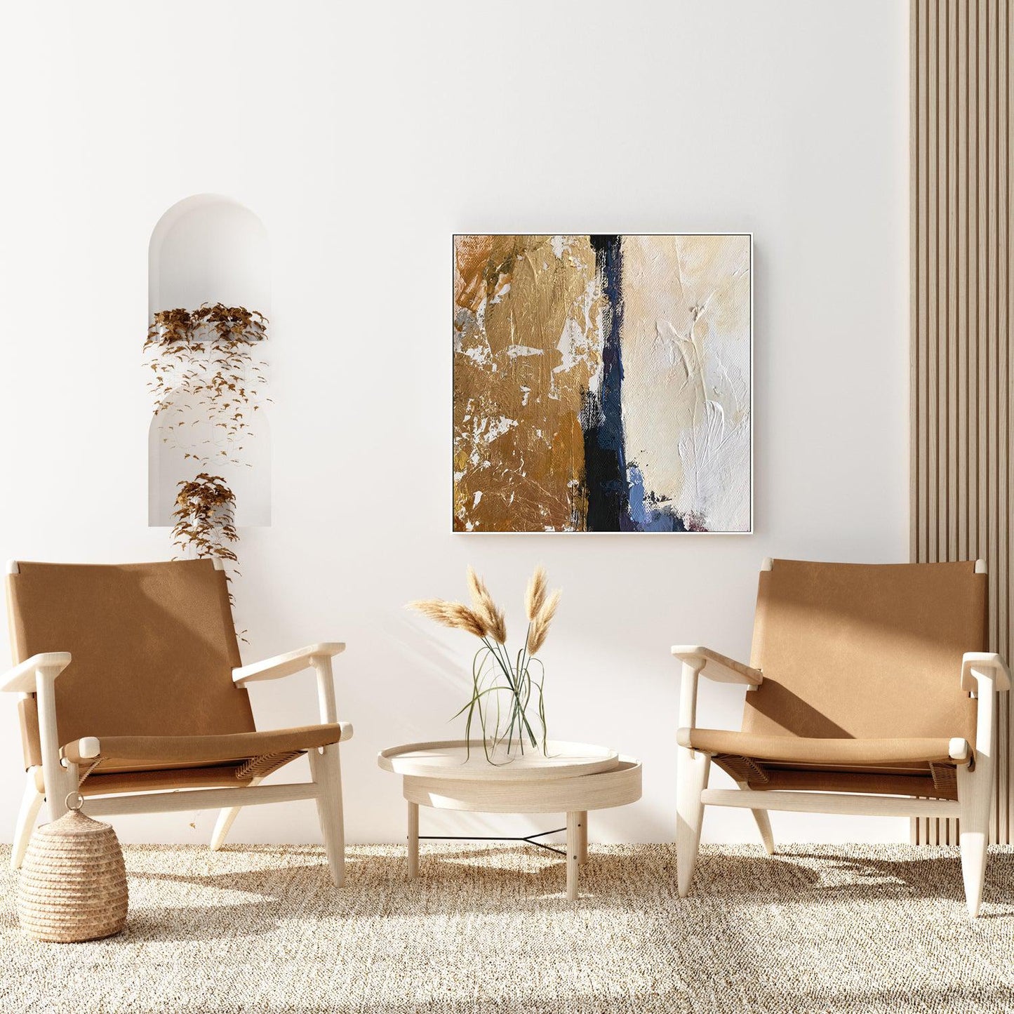 Bronze and Beige Abstract , Hand-painted Canvas