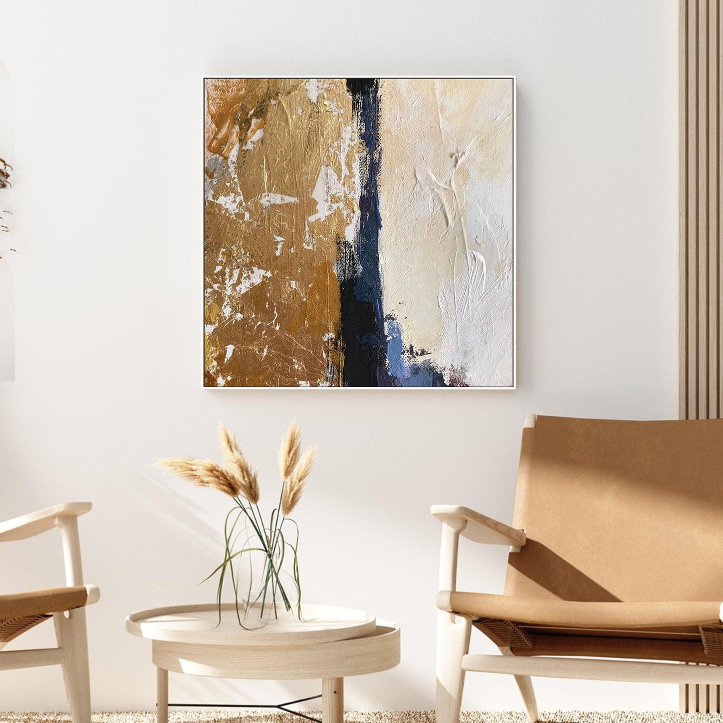 Bronze and Beige Abstract , Hand-painted Canvas