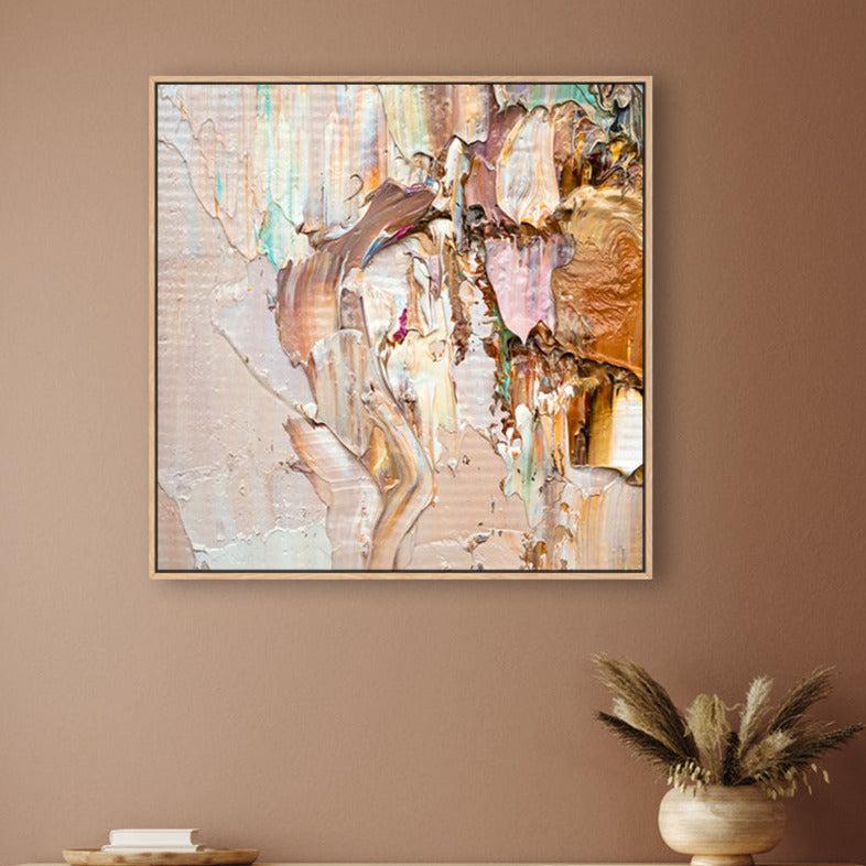 Pink and Mint Abstract , Hand-painted Canvas