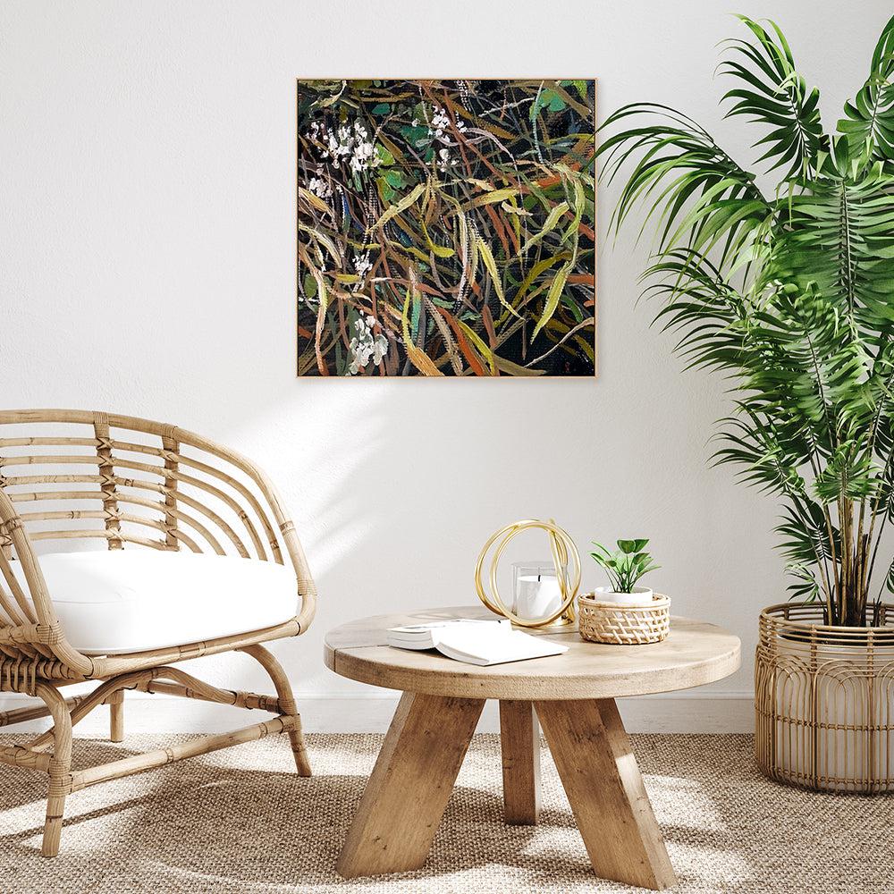 Leaves and Flowers , Hand-painted Canvas