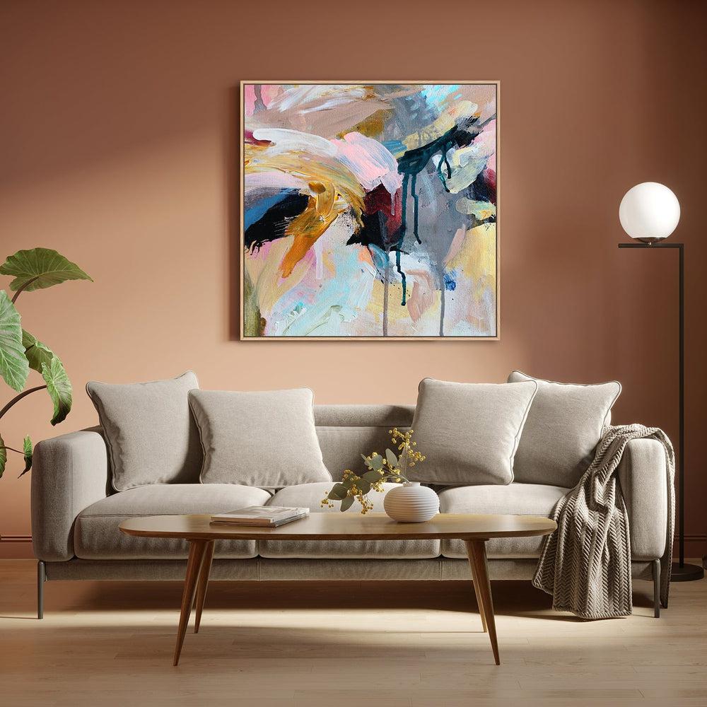 Mustard And Blush Tones, Hand-Painted Canvas