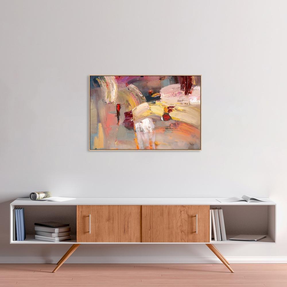 Abstract Ruby Rose, Hand-painted Canvas-Framed-Canvas-Print-Poster-Gioia Wall Art