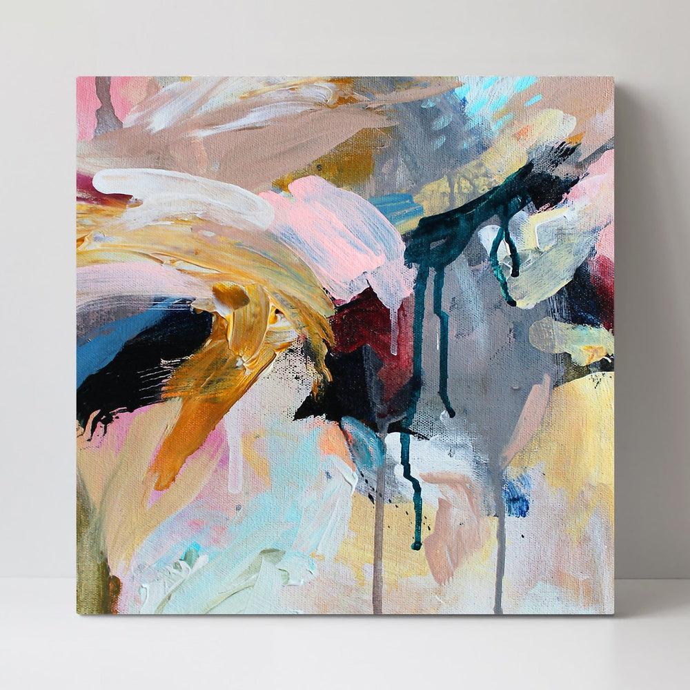 Mustard And Blush Tones, Hand-Painted Canvas