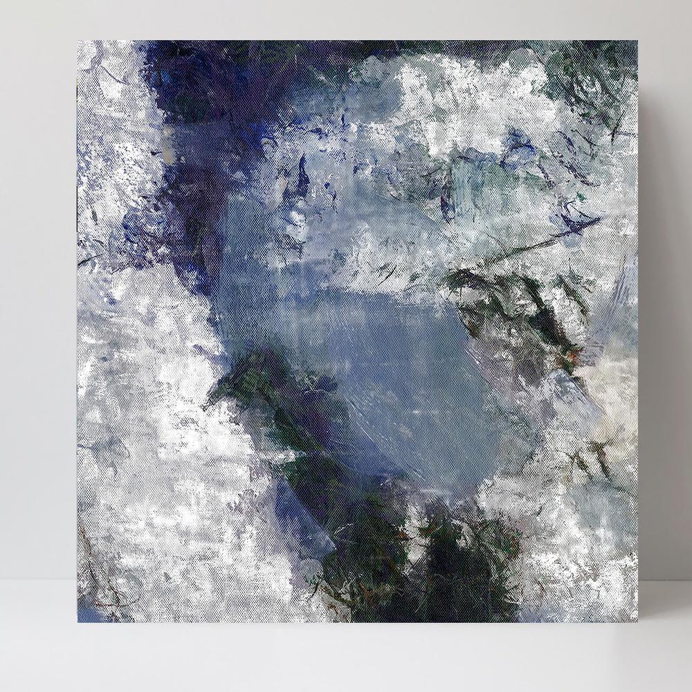 Blue and Grey Abstract, hand-painted canvas-Framed-Canvas-Print-Poster-Gioia Wall Art