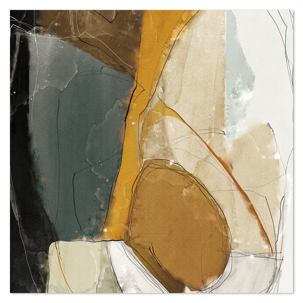 wall-art-print-canvas-poster-framed-Abstract Art, Mustard, Grey And Black-by-Gioia Wall Art-Gioia Wall Art