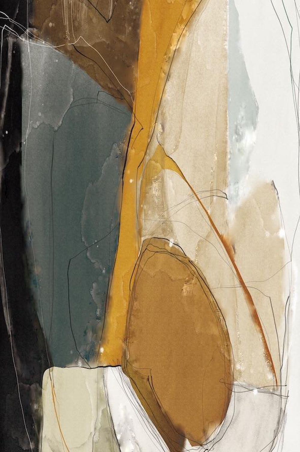 wall-art-print-canvas-poster-framed-Abstract Art, Mustard, Grey And Black, Set Of 3-by-Gioia Wall Art-Gioia Wall Art