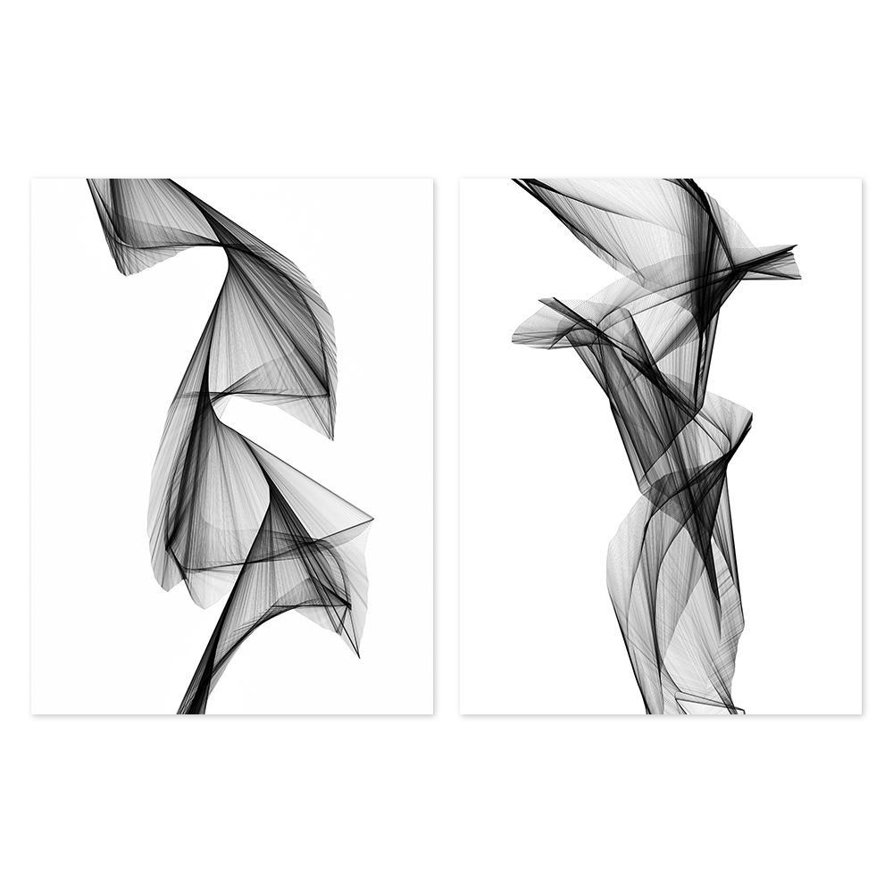 wall-art-print-canvas-poster-framed-Aerial Silk, Black And White, Set Of 2, Style B-by-Gioia Wall Art-Gioia Wall Art