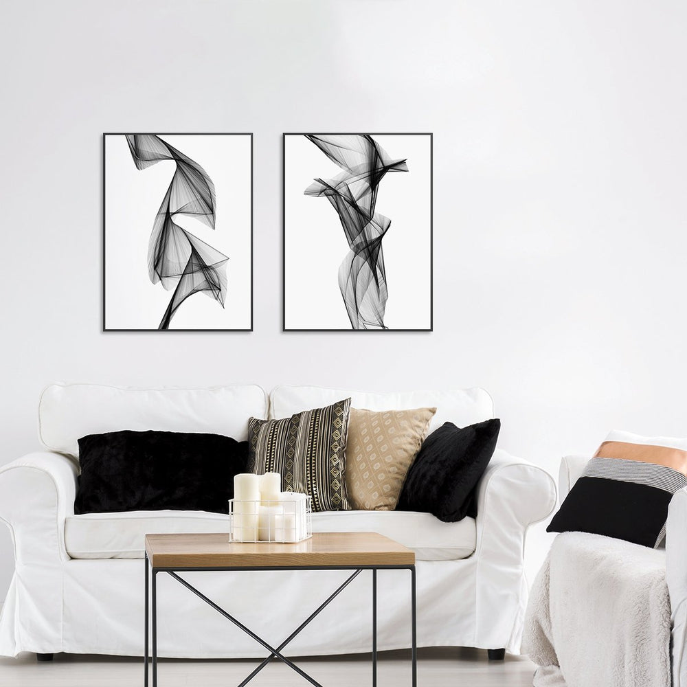 wall-art-print-canvas-poster-framed-Aerial Silk, Black And White, Set Of 2, Style B-by-Gioia Wall Art-Gioia Wall Art